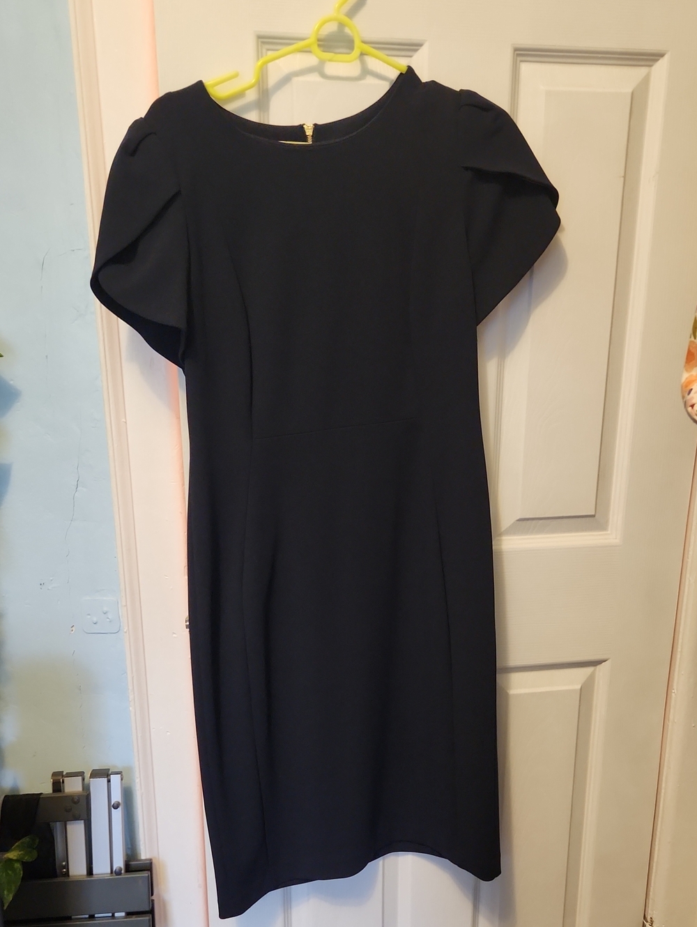 Calvin Klein Dark Navy Midi Dress with Flutter Sleeves